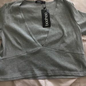 BooHoo deep v crop top! Size 14
